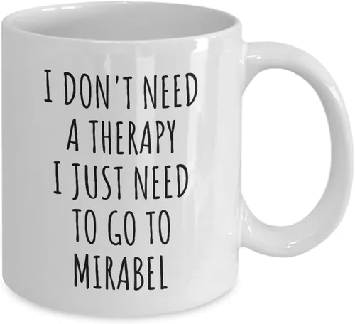 Miniatura 2 de EzGift Divertida taza Mirabel con texto en inglés "I Don't Need Therapy", regalo de viajero para hombres y mujeres, amantes de la ciudad, idea