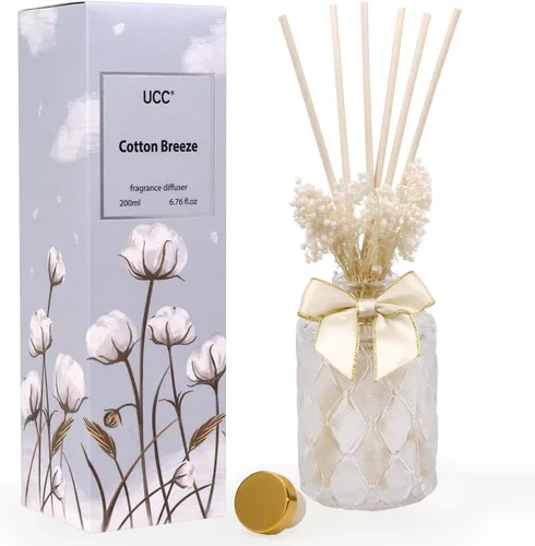 UCC juego premium de difusor de cañas con varillas de flores preservadas, 6.76 fl oz, difusor de fragancia para habitación altamente perfumado,
