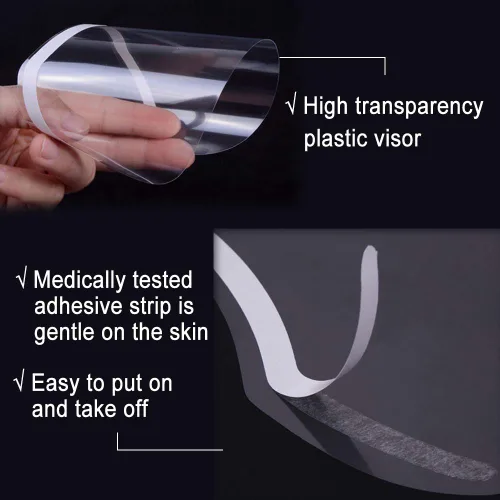 Miniatura 5 de Protector facial desechable transparente, para ducha, corte de pelo, laca y extensiones de pestañas, cejas, ojos, párpados, cirugía de cuidado 50 Pcs