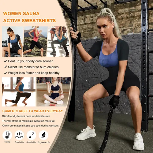 Miniatura 6 de URSEXYLY Traje de sauna para mujer, chaleco de sudor, entrenador de cintura, 3 en 1, adelgazante, moldeador de cuerpo completo, parte superior