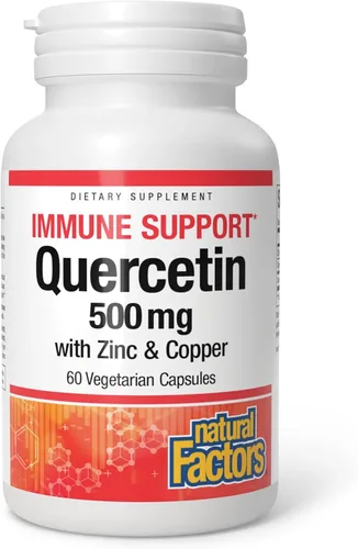 Natural Factors Quercetina con zinc y cobre - Suplemento de apoyo antioxidante que ayuda a la salud sinusal - Suplemento de apoyo a la salud