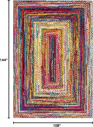 Miniatura 2 de nuLOOM Tammara - Alfombra bohemia trenzada a mano, algodón, hecha a mano, ecológica, colorida, roja, azul, rosa, amarillo