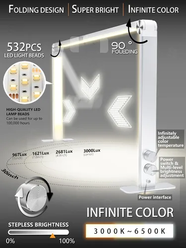Miniatura 2 de Lámpara LED de escritorio de 36 W, lámpara de mesa regulable de 4000 a 6000 K, 3 modos de iluminación, luz de escritorio cuadrada para estudio
