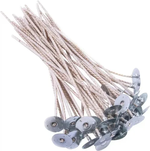 100 piezas ECO 16 mechas para velas de soja, 6 pulgadas ECO mechas pretabladas para hacer velas, mecha de vela CD 22 gruesa con base