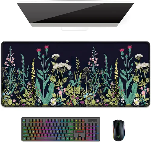 Miniatura 30 de Auhoahsil Alfombrilla grande para mouse, tamaño XXL, extendida de 35 x 15 pulgadas, base de goma antideslizante, bordes cosidos, superficie 03
