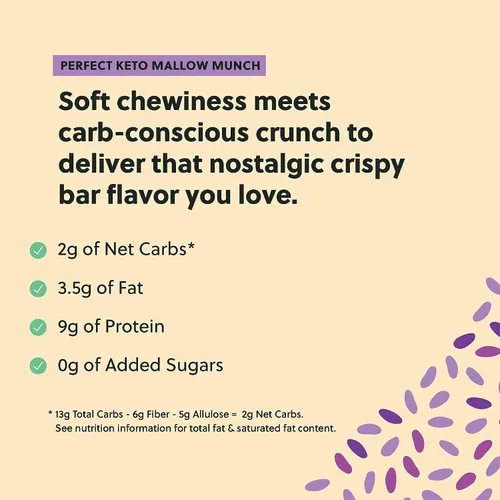 Miniatura 4 de Perfect Keto Munch de malva sin gluten, barras de cereales, barra de desayuno, sin arroz, bajo en azúcar, bajo en carbohidratos, crujiente