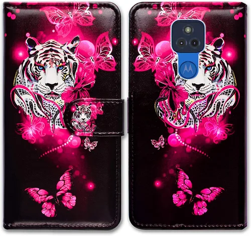 Miniatura 13 de Bcov Funda para Moto G Play 2021 [no compatible con G Play 2020], funda de piel con tapa para teléfono con diseño de flor de ciruelo con ranura