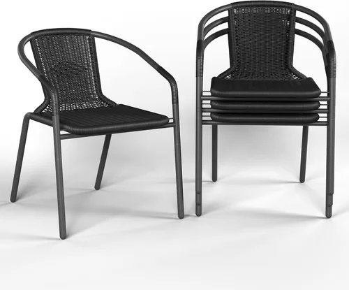 Miniatura 12 de Amopatio Juego de 6 sillas de comedor al aire libre, sillas apilables para patio al aire libre, sillas de ratán para patio, porche, terraza, jardín
