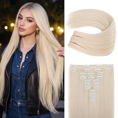 Miniatura 32 de REECHO Extensiones de cabello, 11 piezas de extensiones de cabello con clip de 24 pulgadas de largo, lacio, HE005, extensiones sintéticas naturales