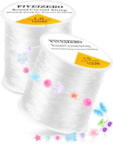 Miniatura 10 de 6 Rollos FIVEIZERO Cordón Elástico para Pulseras, 0.4mm, 0.5mm, 0.6mm, 0.7mm, 0.8mm, 1mm Hilo Elástico Transparente de Cristal para Pulseras