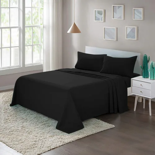 Miniatura 5 de Ropa de cama de seda satinada, tamaño matrimonial, color rosa intenso, 4 piezas, 21.16 oz/m², cómoda, satén lujoso, calidad de hotel, el mejor juego