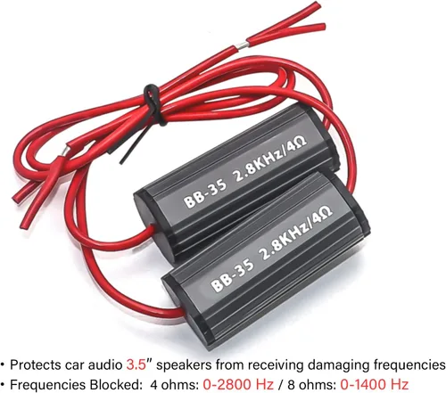 Miniatura 3 de RECOIL BB-35 Bloqueadores de graves diseñados para proteger audio de coche, parlantes de 3.5 pulgadas, eliminan frecuencias 0-2.8kHz a 4 Ohmios, par