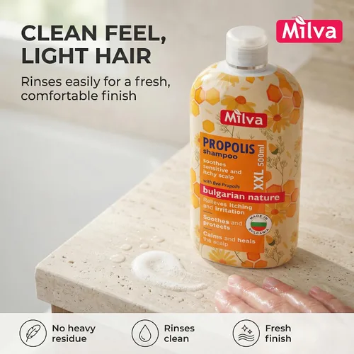 Miniatura 9 de Milva Itchy Scalp Shampoo with Propolis - Champú de propóleo de abeja de miel de 6.7 onzas líquidas - Tratamiento con picazón en el cuero cabelludo