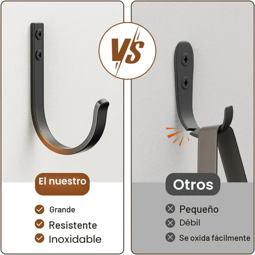 Miniatura 2 de Paquete de 10 Ganchos de Pared para Colgar Toalla/Abrigo - Colgador de Metal de 22LB con Tornillo para Montaje en Pared, para Exteriores, Armario
