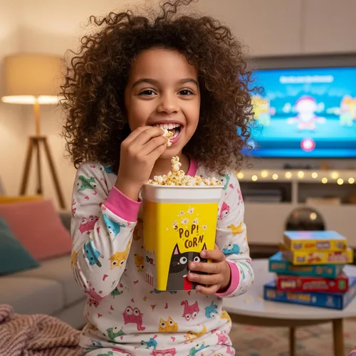 Miniatura 8 de Juego de 4 piezas de recipientes de plástico reutilizables para palomitas de maíz/tazas de palomitas de maíz para noche de cine - Fácil de limpiar