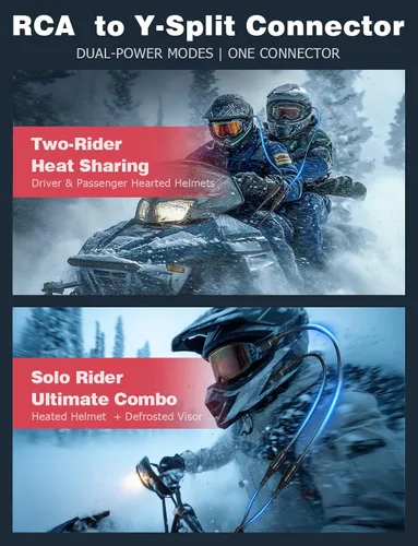 Miniatura 2 de Mellbree Snowmobiles - Cable divisor en Y de RCA para casco, de 10 pulgadas con conector dorado para calentador y visera o para dos personas
