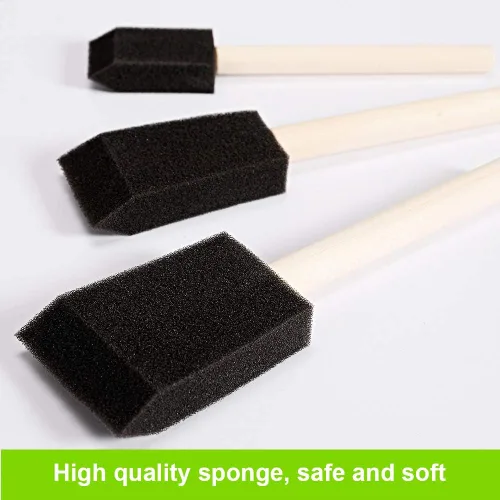 Miniatura 6 de conda Paquete de 50 pinceles de espuma de 0.5 a 2 pulgadas de diferentes tamaños, juego de pinceles de pintura con mango de madera, ligero