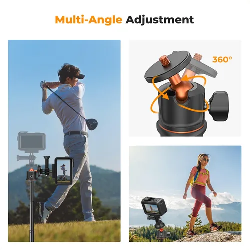 Miniatura 5 de K&F CONCEPT MS11 - Trípode para selfie, 23.6 in/23.6 pulgadas, cabeza de bola extensible, mango para selfie para GoPro Hero 13/12/11 Max2 DJI Osmo
