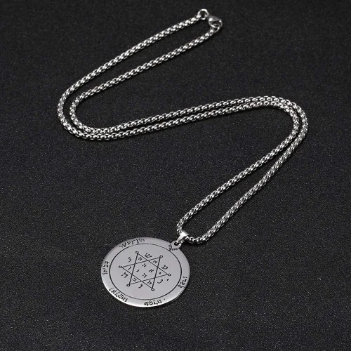 Miniatura 5 de TEAMER Key of Salomon Seal - Collar con colgante de sello de acero inoxidable dorado para hombres y mujeres