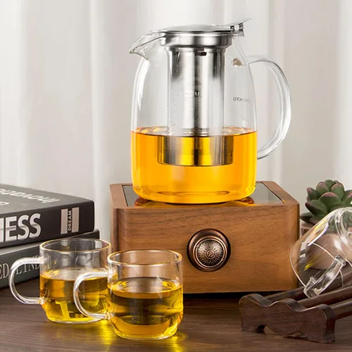 Miniatura 2 de Tetera con infusor para té suelto, tetera de vidrio para estufa, tetera de vidrio de borosilacato transparente con infusor y tapa, resistente al