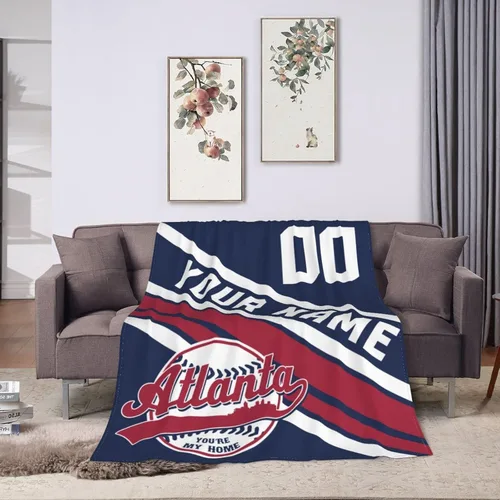 Miniatura 25 de Wream Manta personalizada para fanáticos de la cama, regalo de béisbol con nombre y número de ciudad de béisbol, manta de forro polar de invierno