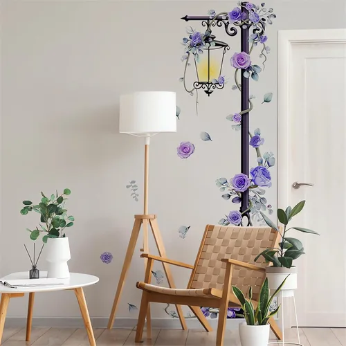 Streetlight - Adhesivo de pared grande de 37.8 x 78.7 pulgadas, diseño floral de sacinora Streetlight, vinilo extraíble para sala de estar,