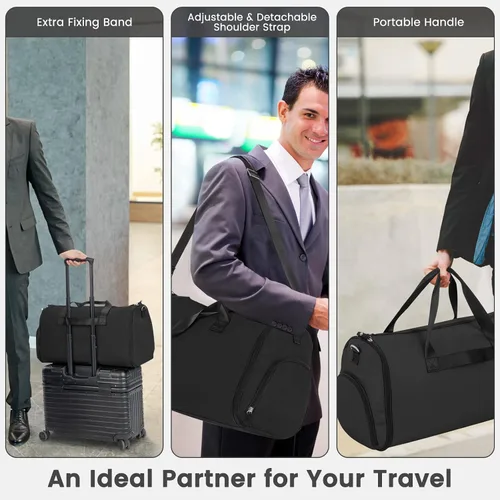 Miniatura 5 de Goplus Bolsa de mano para ropa, bolsa de viaje impermeable con compartimento para zapatos, correa de hombro desmontable, maleta 2 en 1, bolsa