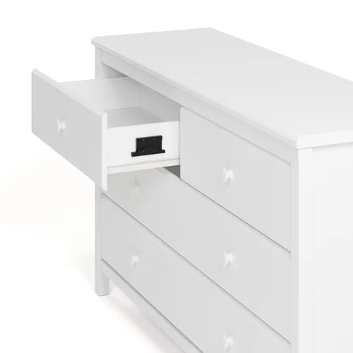 Miniatura 11 de Storkcraft - Cómoda de 6 cajones Alpine (Blanco) – Certificado GREENGUARD Gold, Cómoda blanca para dormitorio, Cajones de almacenamiento para niños