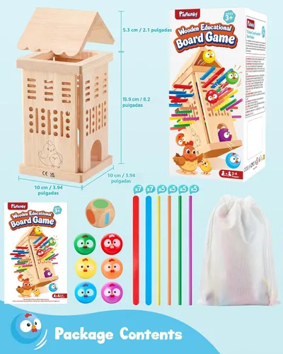 Miniatura 6 de Montessori Toys - Juegos de mesa de madera para niños de 3, 4, 5, 6 años, 34 palos de madera coloridos, juguete de habilidades motoras finas
