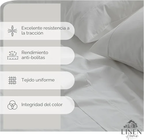 Miniatura 2 de Linen Home Sábanas de Percal de Algodón 100% Tamaño Queen, Blanco, Bolsillo Profundo, Juego de 4 Piezas - 1 Sábana Encimera, 1 Sábana Bajera
