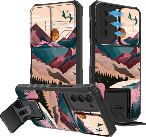 Miniatura 285 de Funda para Samsung Galaxy S22 Ultra 5G, Galaxy S22 Ultra con cubierta de cámara deslizante, funda resistente de doble capa con función atril Black