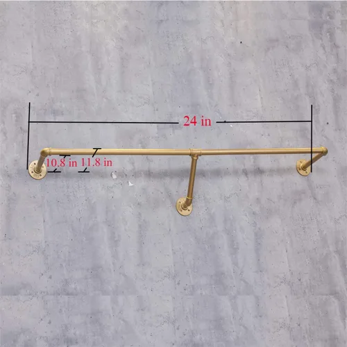 Miniatura 2 de Estante de Tubería Industrial Retro Montado en la Pared Estante de Baño Toallero Colgante, Barra de Ropa de Metal para Dormitorio Perchero, Soporte