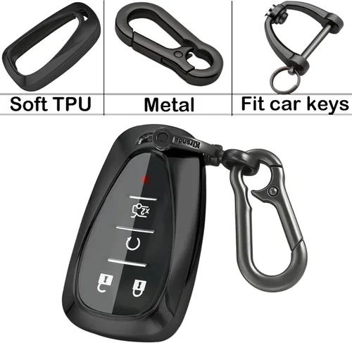 Miniatura 6 de Kirsnda - Funda para llavero Chevrolet, carcasa con llavero, funda protectora de TPU suave 360 Compatible con Chevy Malibu Camaro Trax Blazer