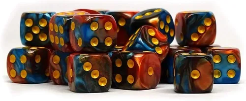 Miniatura 18 de Paquete de 25 dados D6 de 0.472 pulgadas, colección a juego de 6 dados con pipas (granito amarillo y negro)