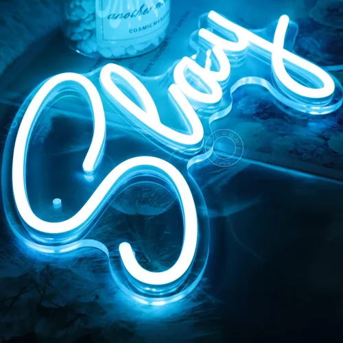 Miniatura 5 de SYLHOME Slay - Letrero de luz LED de neón azul genial para niños y niñas, para dormitorio, juegos, sala de juegos, escritorio, decoración de pared