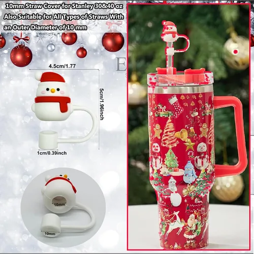 Miniatura 4 de Stanley Cup30 y 40 onzas, 8 cubiertas de popote de Navidad de 0.4 pulgadas para Stanley, accesorios para copas Stanley, a prueba de polvo