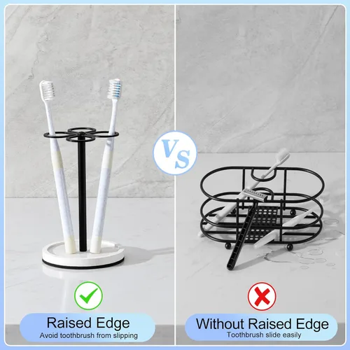 Miniatura 2 de Luxspire Soporte para cepillos de dientes, organizador de cepillos de dientes de acero inoxidable con base de tierra de diatomeas, soporte