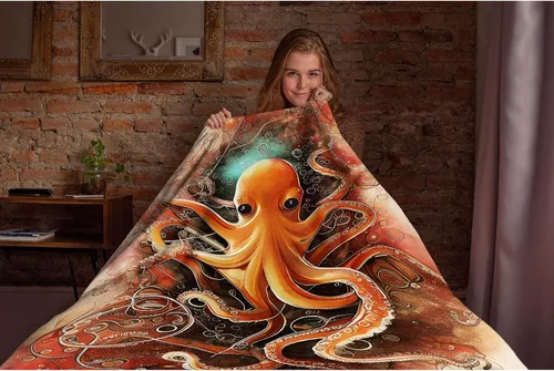 Miniatura 5 de Hermosa manta decorativa de pulpo que te brinda comodidad, cálida y suave como regalo para los amantes de las mantas, manta ligera para sala