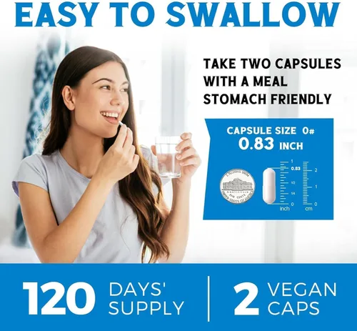 Miniatura 7 de Vitalibre Complejo de magnesio 6 en 1 para mujeres y hombres, 260 mg de magnesio elemental Máxima absorción Suplemento de magnesio quelado