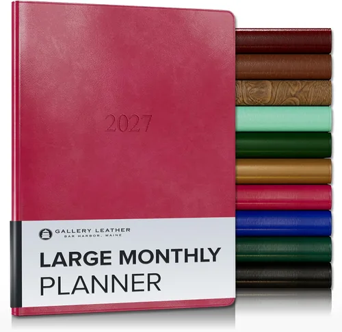 Miniatura 79 de Gallery Leather Agenda Mensual Grande 2025-2026, Elegantemente Encuadernada Planificador de Calendario y Cuaderno con Elegantes Bordes Dorados, 18