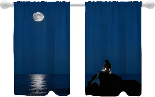 Miniatura 113 de Shrahala Cortinas de hojas de arce otoñales para ventanas de cocina, hojas rojas ardientes, fondo marrón, paneles de cortina de ventana de poliéster