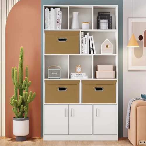 Miniatura 4 de STOREONE Contenedores de Almacenamiento de Tela en Forma de Cubo Plegables, Organizador Contenedor Cesta Plegable con Tapas y Asas de Metal