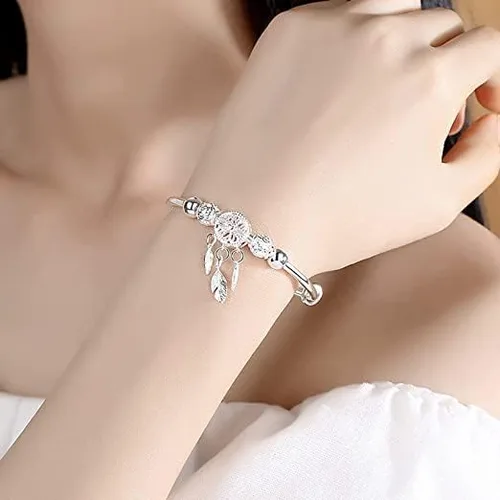 Miniatura 6 de Pulsera giratoria de cuentas de plata de ley 925 para mujer, para ansiedad, descomprimir libremente, herramientas abiertas, inspiraciones