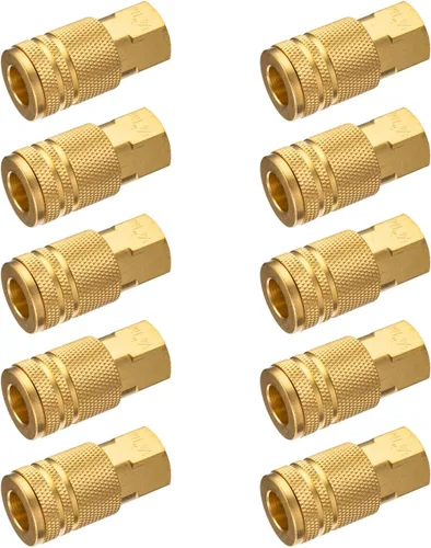 Miniatura 7 de 1/4 accesorios de conexión rápida, acoplamiento de aire industrial 10 piezas, acoplador de aire de conexión rápida de flujo básico de 1/4