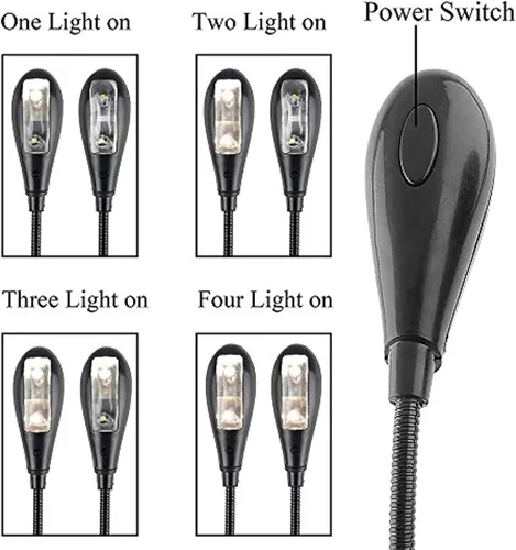 Miniatura 3 de Luz de soporte de música, luz LED de lectura de libros, luz USB y funciona con baterías/luces portátiles para piano de viaje, lector electrónico