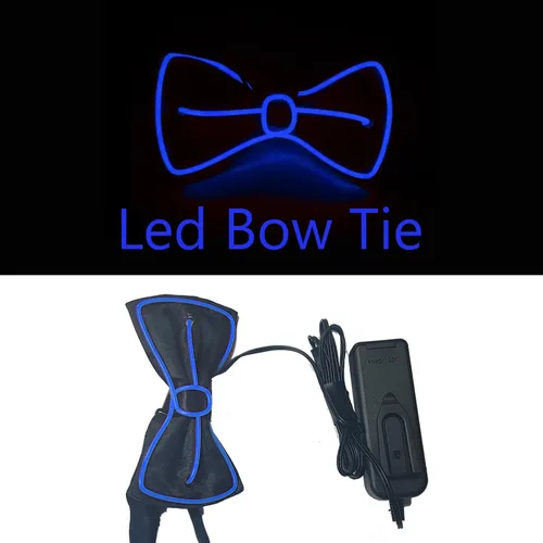 Miniatura 2 de 3 Pcs, LED Light Up Suspenders With Glow Bracelets And Bow Tie Combo, Adjustable Elastic Flashing Led Clothing
