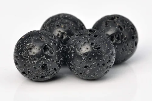 Miniatura 2 de 250 unidades por bolsa cuentas de lava negra natural de piedra volcánica de roca volcánica, cuentas de piedras preciosas de chakra Reiki, cuentas