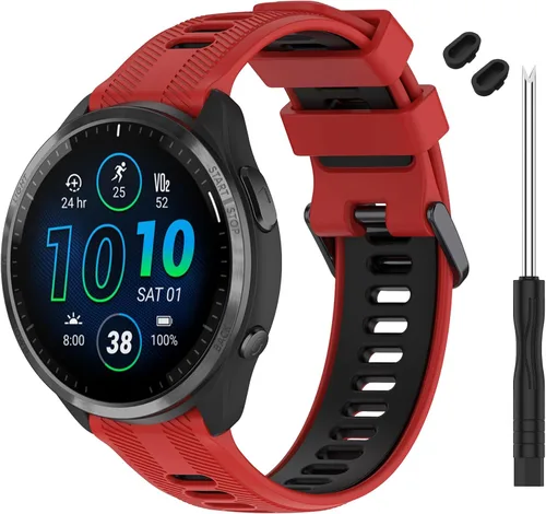 Miniatura 9 de Correa compatible con reloj Garmin Forerunner 965 – Correa de repuesto de silicona suave para reloj inteligente 965 para mujeres y hombres