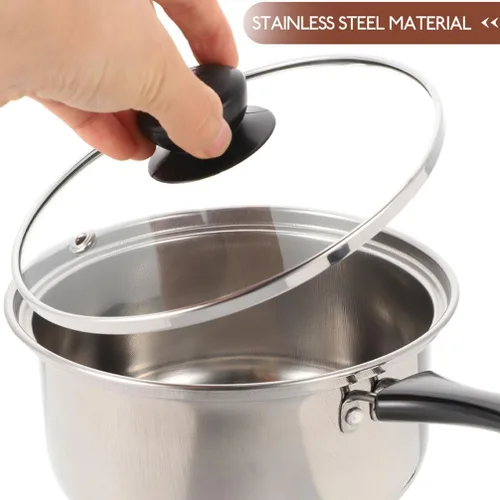 Miniatura 2 de PRETYZOOM Cacerola multiusos, cacerola de leche, olla de cocina de alimentos, tapa antiadherente, fácil de limpiar