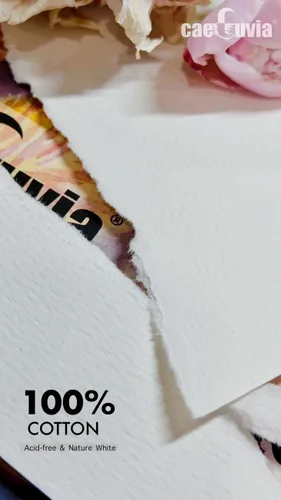 Miniatura 3 de Caeluvia Bloc de papel de acuarela 100% algodón de prensa en frío, 140 libras, 5.5 x 8.5 pulgadas, 30 hojas de papel de acuarela Academy sin ácidos